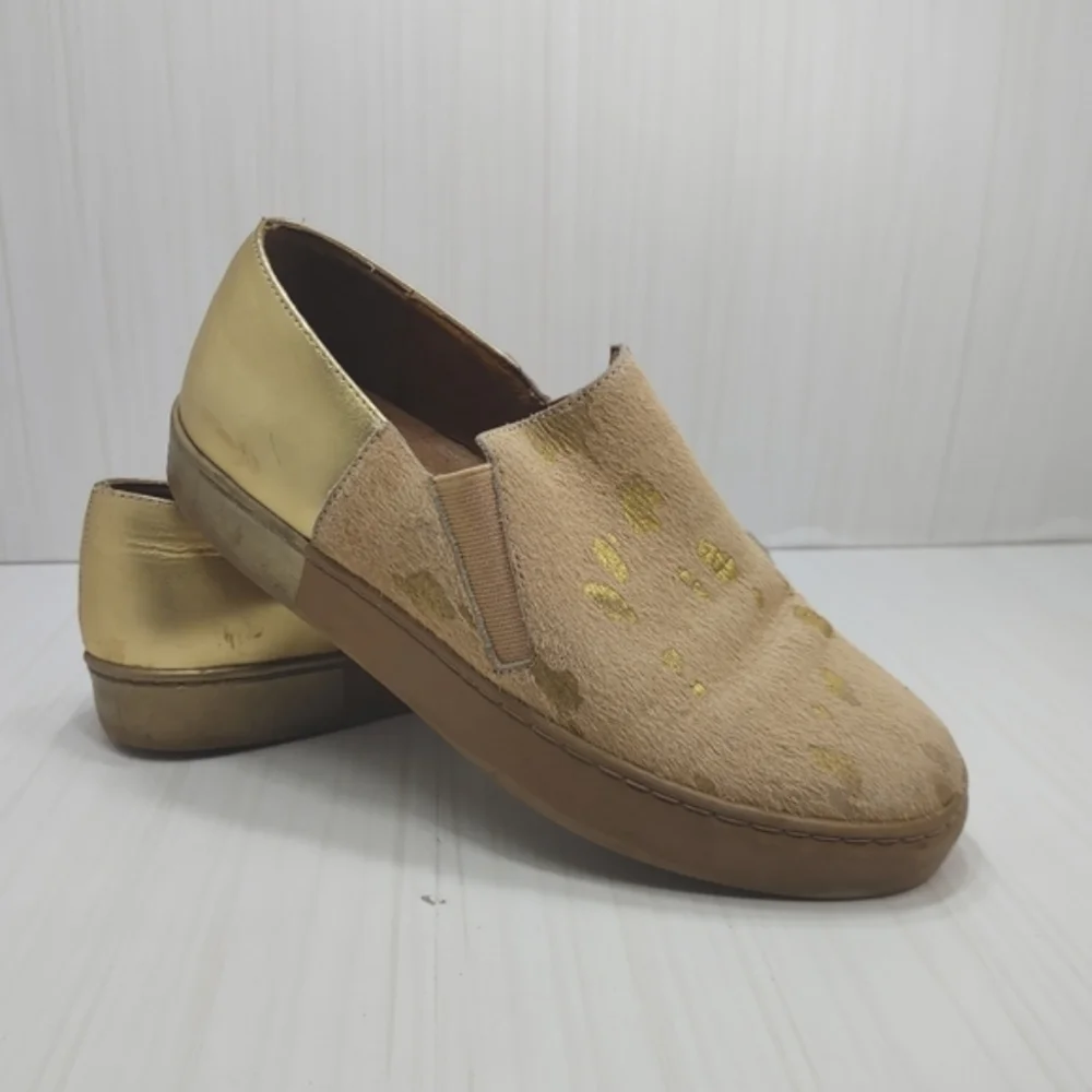Free‎ People Varsity Golf Slip On Sneaker Leather Calf Hair Animal Print EU 38